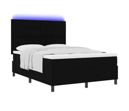 Kastītes Atsperu Gulta Ar Matraci Melna 160 X 200 Cm Audums Vidaxl