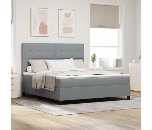 Kastītes Atsperu Gulta Gaiši Pelēka 180 X 200 Cm Audums Vidaxl