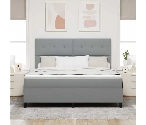 Kastītes Atsperu Gulta Gaiši Pelēka 180 X 200 Cm Audums Vidaxl