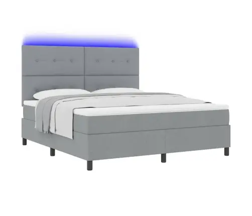 Kastītes Atsperu Gulta Gaiši Pelēka 180 X 200 Cm Audums Vidaxl