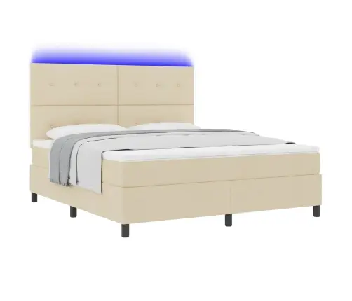 Kastītes Atsperu Gulta Ar Matraci Krēmkrāsa 180 X 200 Cm Audums Vidaxl