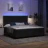 Box Spring Gulta Ar Matrači Un Led Gaismu Melnā Krāsā, 200 X 200 Cm Audums Vidaxl