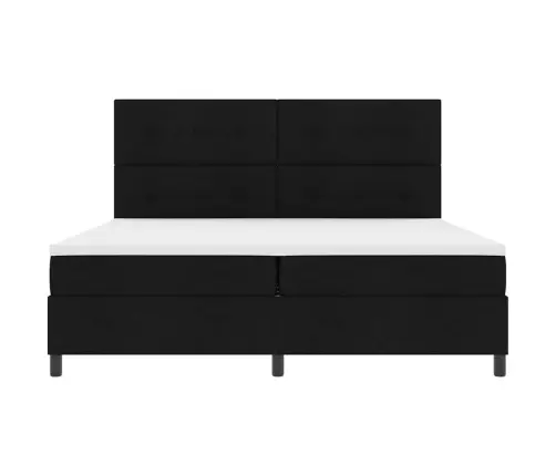 Box Spring Gulta Ar Matrači Un Led Gaismu Melnā Krāsā, 200 X 200 Cm Audums Vidaxl