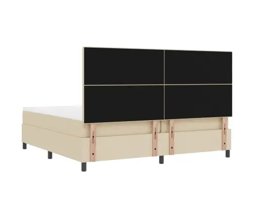 Kastītes Atsperu Gulta Ar Matraci Krēmkrāsa 200 X 200 Cm Audums Vidaxl