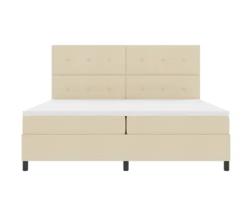 Kastītes Atsperu Gulta Ar Matraci Krēmkrāsa 200 X 200 Cm Audums Vidaxl