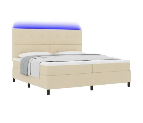 Kastītes Atsperu Gulta Ar Matraci Krēmkrāsa 200 X 200 Cm Audums Vidaxl