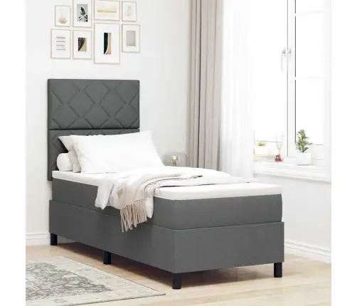 Gulta Ar Atsperēm Un Led Tumši Pelēkā Krāsā, 80 X 200 Cm Audums Vidaxl