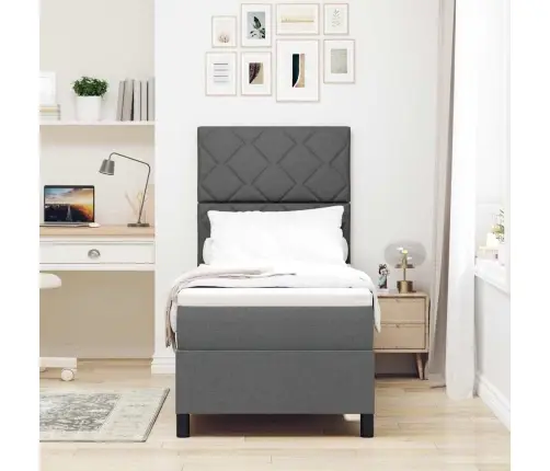 Gulta Ar Atsperēm Un Led Tumši Pelēkā Krāsā, 80 X 200 Cm Audums Vidaxl