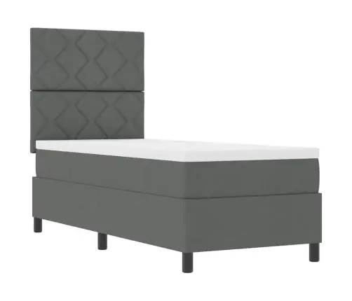 Gulta Ar Atsperēm Un Led Tumši Pelēkā Krāsā, 80 X 200 Cm Audums Vidaxl