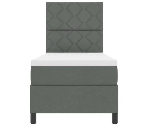 Gulta Ar Atsperēm Un Led Tumši Pelēkā Krāsā, 80 X 200 Cm Audums Vidaxl