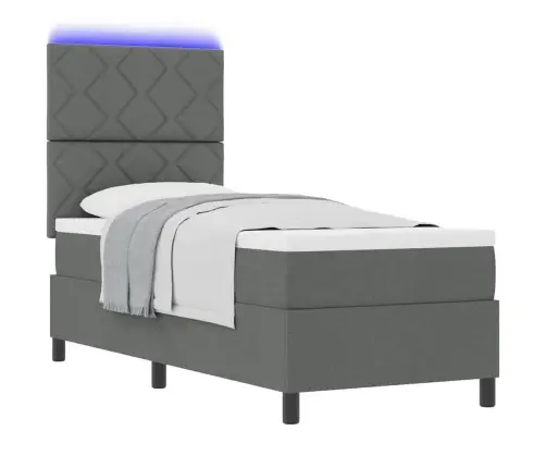 Gulta Ar Atsperēm Un Led Tumši Pelēkā Krāsā, 80 X 200 Cm Audums Vidaxl