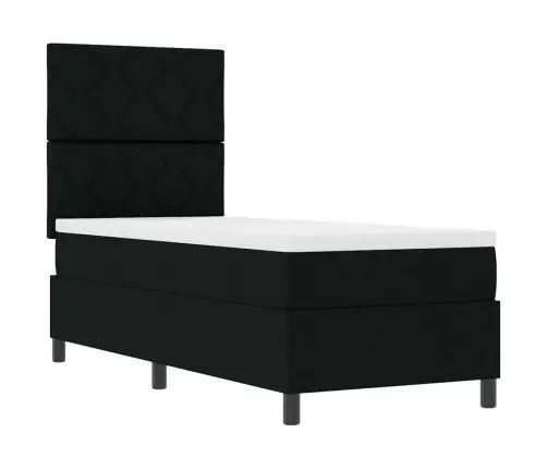 Kastītes Atsperu Gulta Ar Matraci Melna 80 X 200 Cm Audums Vidaxl