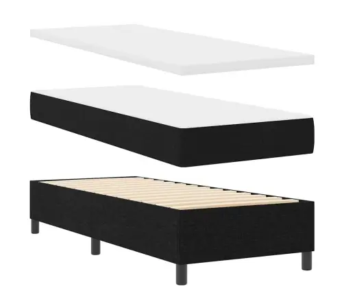 Kastītes Atsperu Gulta Ar Matraci Melna 80 X 200 Cm Audums Vidaxl