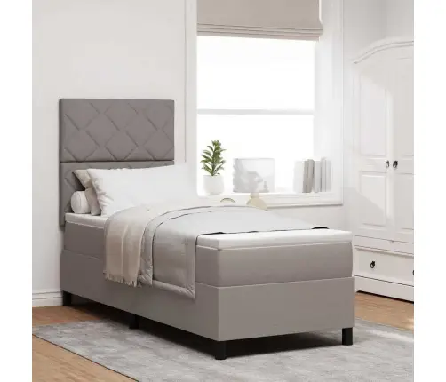 Kastītes Atsperu Gulta Ar Matraci Pelēkbrūna 80 X 200 Cm Audums Vidaxl