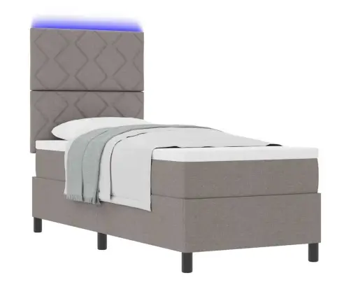 Kastītes Atsperu Gulta Ar Matraci Pelēkbrūna 80 X 200 Cm Audums Vidaxl