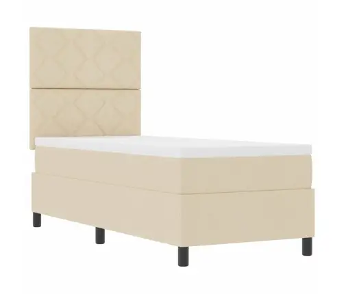 Kastītes Atsperu Gulta Ar Matraci Krēmkrāsa 80 X 200 Cm Audums Vidaxl