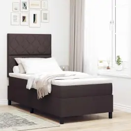 Kastītes Atsperu Gulta Tumši Brūna 90 X 190 Cm Audums Vidaxl