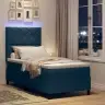 Box Spring Gulta Ar Matraci Un Led Gaismu Zilā Krāsā, 90 X 200 Cm Audums Vidaxl