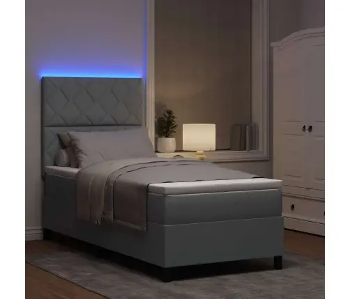 Gultas Sistēma Ar Matraci Un Led Gaismu Gaiši Pelēkā Krāsā, 100 X 200 Cm Vidaxl