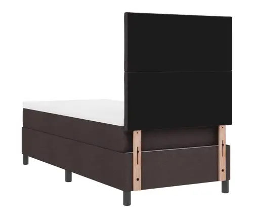 Gulta Ar Atsperēm Un Matraci Ar Led, Tumši Brūnā Krāsā, 100 X 200 Cm Audums Vidaxl