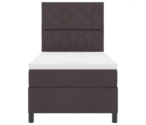 Gulta Ar Atsperēm Un Matraci Ar Led, Tumši Brūnā Krāsā, 100 X 200 Cm Audums Vidaxl