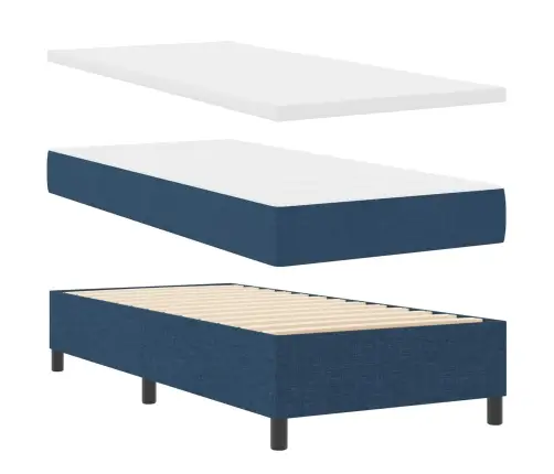 Gulta Ar Atsperēm Un Matraci Ar Led Gaismu Tumši Zilā Krāsā, 100 X 200 Cm, Audums Vidaxl
