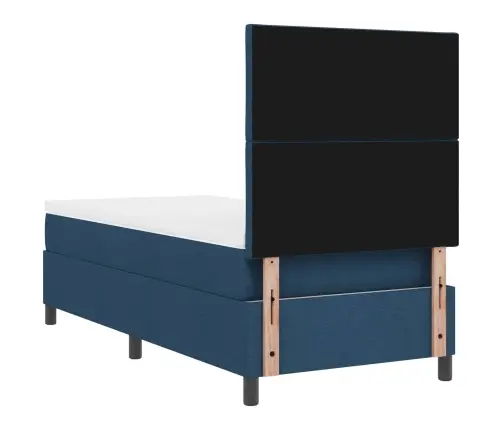 Gulta Ar Atsperēm Un Matraci Ar Led Gaismu Tumši Zilā Krāsā, 100 X 200 Cm, Audums Vidaxl