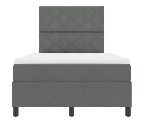 Gulta Ar Atsperēm Un Matraci Ar Led, Tumšais Pelēks, 120 X 190 Cm, Audums Vidaxl