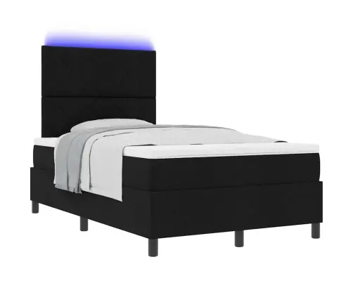 Gulta Ar Atsperēm Un Matraci Ar Led - Melna 120 X 200 Cm Auduma Vidaxl