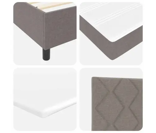 Box Spring Gulta Ar Matraci Un Led Taupe Krāsā, 120 X 200 Cm Auduma Vidaxl
