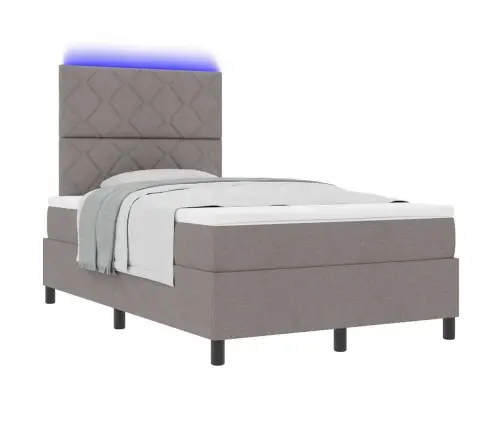 Box Spring Gulta Ar Matraci Un Led Taupe Krāsā, 120 X 200 Cm Auduma Vidaxl