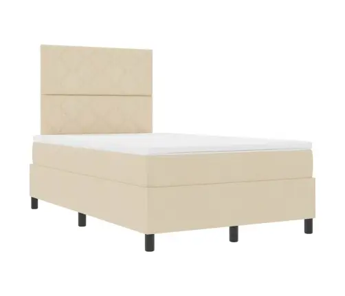 Kastītes Atsperu Gulta Ar Matraci Krēmkrāsa 120 X 200 Cm Audums Vidaxl