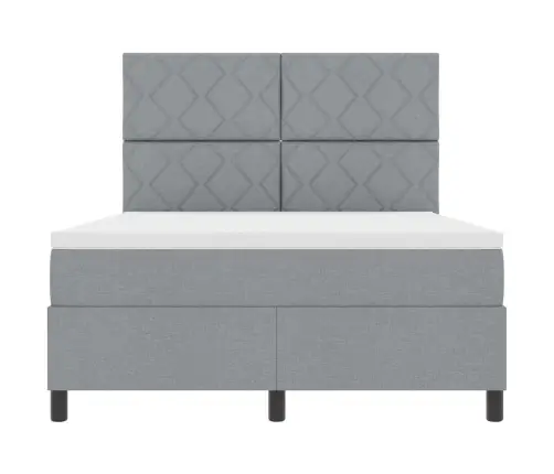 Atsperu Gulta Ar Matraci Un Led Gaismu, Gaiši Pelēka, 160 X 200 Cm, Audums Vidaxl