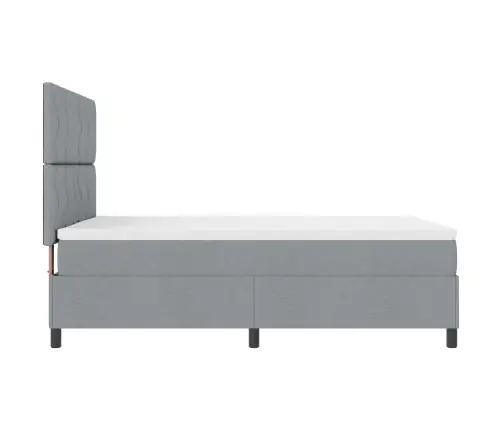 Atsperu Gulta Ar Matraci Un Led Gaismu, Gaiši Pelēka, 160 X 200 Cm, Audums Vidaxl