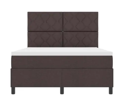 Atsperu Gulta Ar Matraci Un Led Tumši Brūnā Krāsā, 160 X 200 Cm, Audums Vidaxl