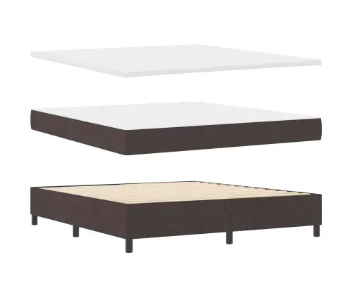 Gulta Ar Atsperēm Un Matraci, Ar Led - Tumši Brūna - 180 X 200 Cm Audums. Vidaxl