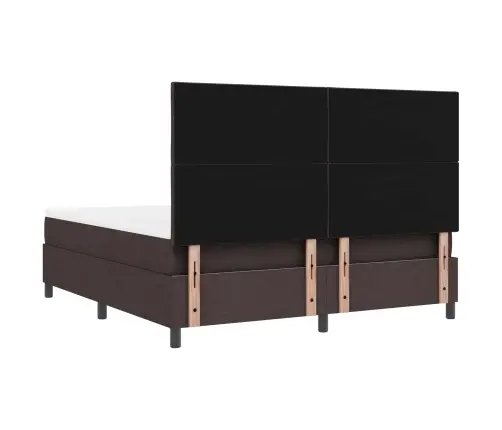 Gulta Ar Atsperēm Un Matraci, Ar Led - Tumši Brūna - 180 X 200 Cm Audums. Vidaxl