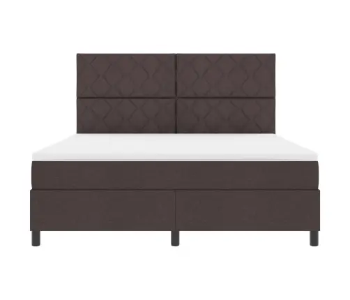 Gulta Ar Atsperēm Un Matraci, Ar Led - Tumši Brūna - 180 X 200 Cm Audums. Vidaxl