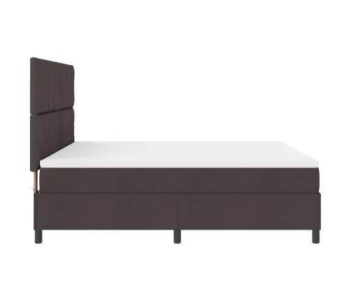 Gulta Ar Atsperēm Un Matraci, Ar Led - Tumši Brūna - 180 X 200 Cm Audums. Vidaxl