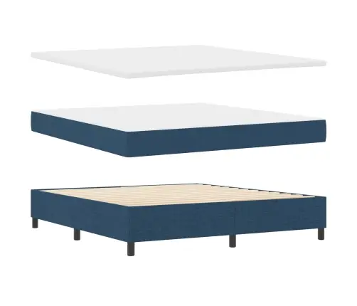Boxspring Gulta Ar Matraci Un Led - Zila, 180 X 200 Cm, Audums Vidaxl