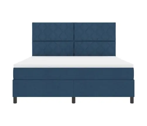 Boxspring Gulta Ar Matraci Un Led - Zila, 180 X 200 Cm, Audums Vidaxl
