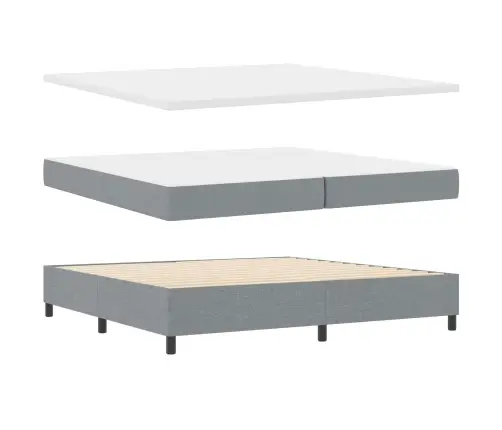 Gultas Pamats Ar Matraci Un Led Gaismu, Gaiši Pelēks, 200 X 200 Cm, Audums Vidaxl