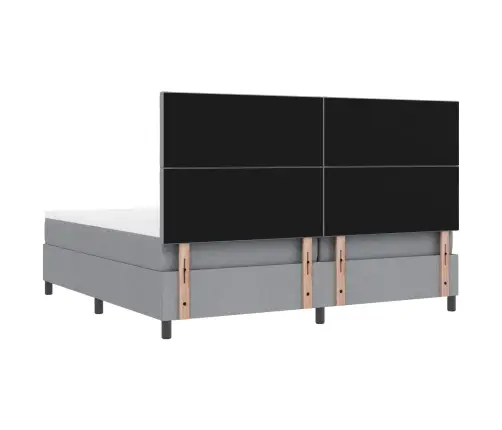 Gultas Pamats Ar Matraci Un Led Gaismu, Gaiši Pelēks, 200 X 200 Cm, Audums Vidaxl