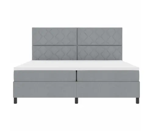 Gultas Pamats Ar Matraci Un Led Gaismu, Gaiši Pelēks, 200 X 200 Cm, Audums Vidaxl