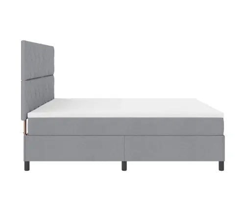 Gultas Pamats Ar Matraci Un Led Gaismu, Gaiši Pelēks, 200 X 200 Cm, Audums Vidaxl