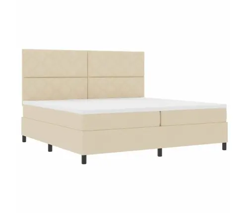 Kastītes Atsperu Gulta Ar Matraci Krēmkrāsa 200 X 200 Cm Audums Vidaxl
