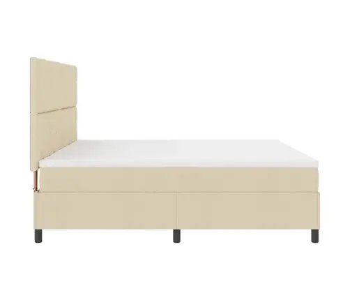 Kastītes Atsperu Gulta Ar Matraci Krēmkrāsa 200 X 200 Cm Audums Vidaxl