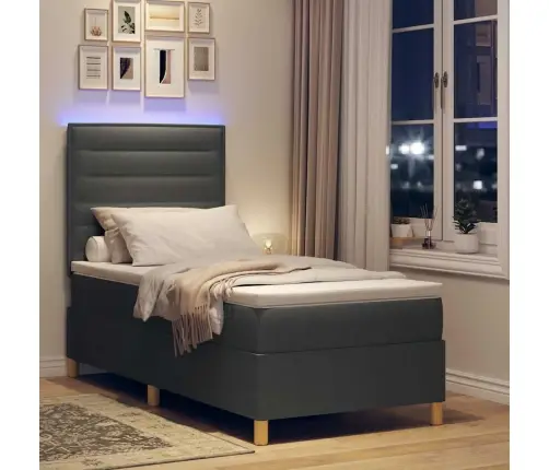 Led Box Spring Voodi Madratsiga Tumehall 80 X 200 Cm Kangas