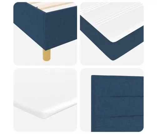 Led Box Spring Voodi Madratsiga Peaga Sinine 80 X 200 Cm Kangas