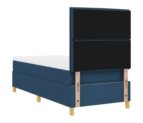 Led Box Spring Voodi Madratsiga Peaga Sinine 80 X 200 Cm Kangas